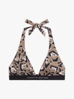 Original Logo Print Halterneck Bikini Top — Beige 5