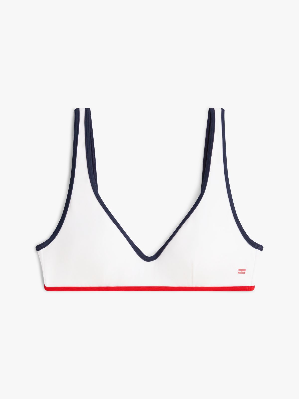 Classic Contrast Slim Bralette Bikini Top — White