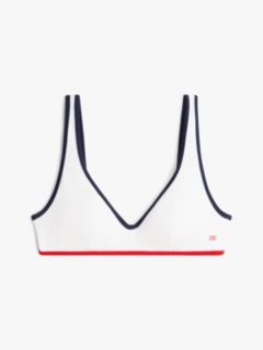 Classic Contrast Slim Bralette Bikini Top — White 5