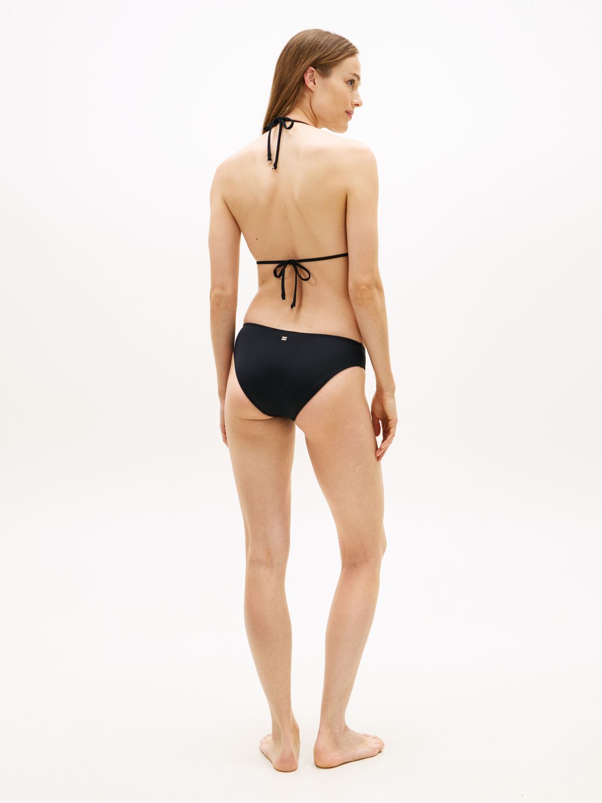 Halterneck Ring Triangle Bikini Top — Black