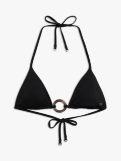 Halterneck Ring Triangle Bikini Top — Black 5