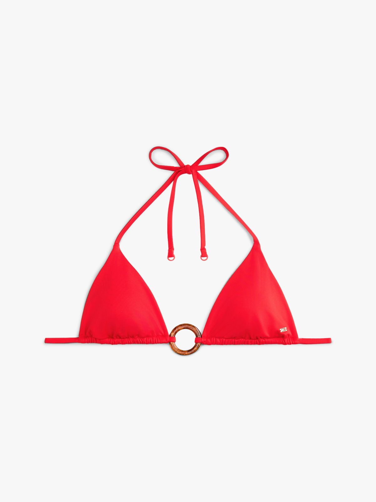 Halterneck Ring Triangle Bikini Top — Orange