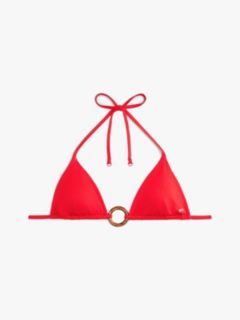Halterneck Ring Triangle Bikini Top — Orange 5