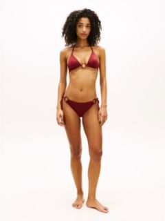 Halterneck Ring Triangle Bikini Top — Red 2