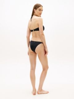 Halterneck Ring Bandeau Bikini Top — Black 4