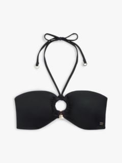 Halterneck Ring Bandeau Bikini Top — Black 5