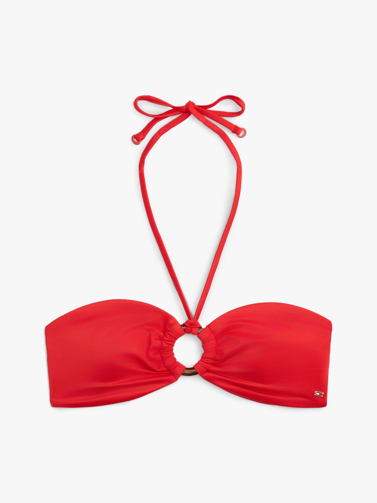 Halterneck Ring Bandeau Bikini Top — Orange