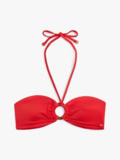 Halterneck Ring Bandeau Bikini Top — Orange 5