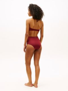 Halterneck Ring Bandeau Bikini Top — Red 4
