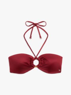Halterneck Ring Bandeau Bikini Top — Red 5