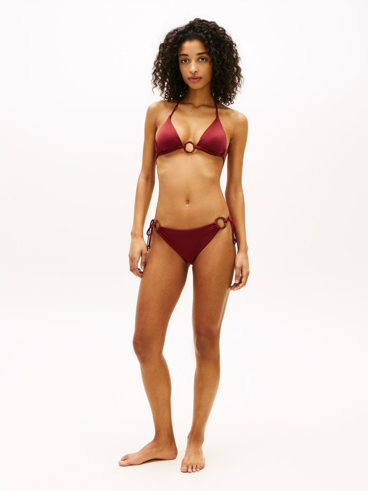 Side Tie Ring Bikini Bottoms — Red