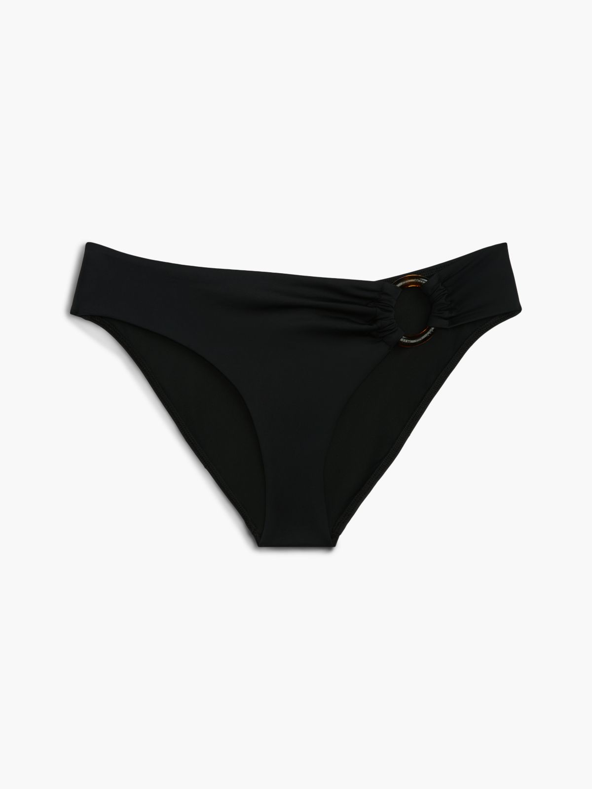 Tortoiseshell Ring Slim Bikini Bottoms — Black