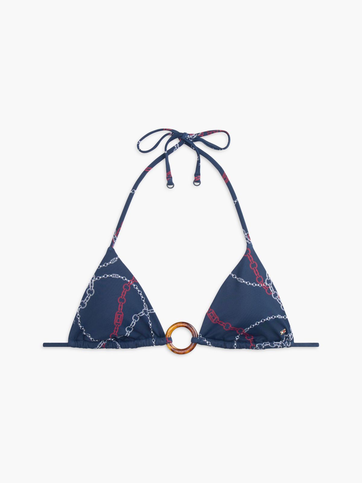 Global Stripe Halterneck Triangle Bikini Top — Blue
