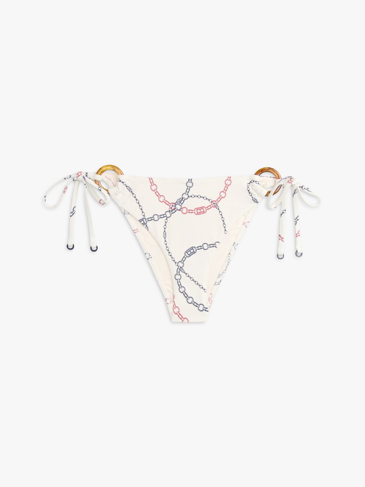 Global Stripe Side Tie Bikini Bottoms — White