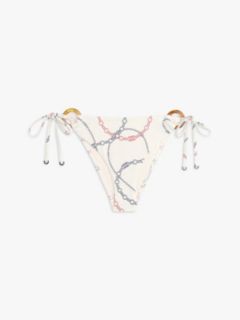 Global Stripe Side Tie Bikini Bottoms — White 5