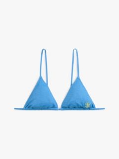 Crinkle Texture Triangle Bikini Top — Blue 5
