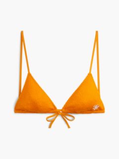Crinkle Texture Triangle Bikini Top — Orange 5