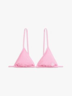 Crinkle Texture Triangle Bikini Top — Pink 5