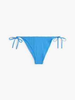 Crinkle Texture Side Tie Bikini Bottoms — Blue 5
