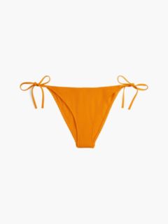 Crinkle Texture Side Tie Bikini Bottoms — Orange 5