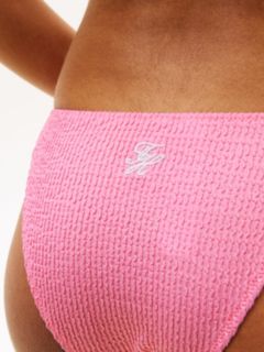 Crinkle Texture Side Tie Bikini Bottoms — Pink 3