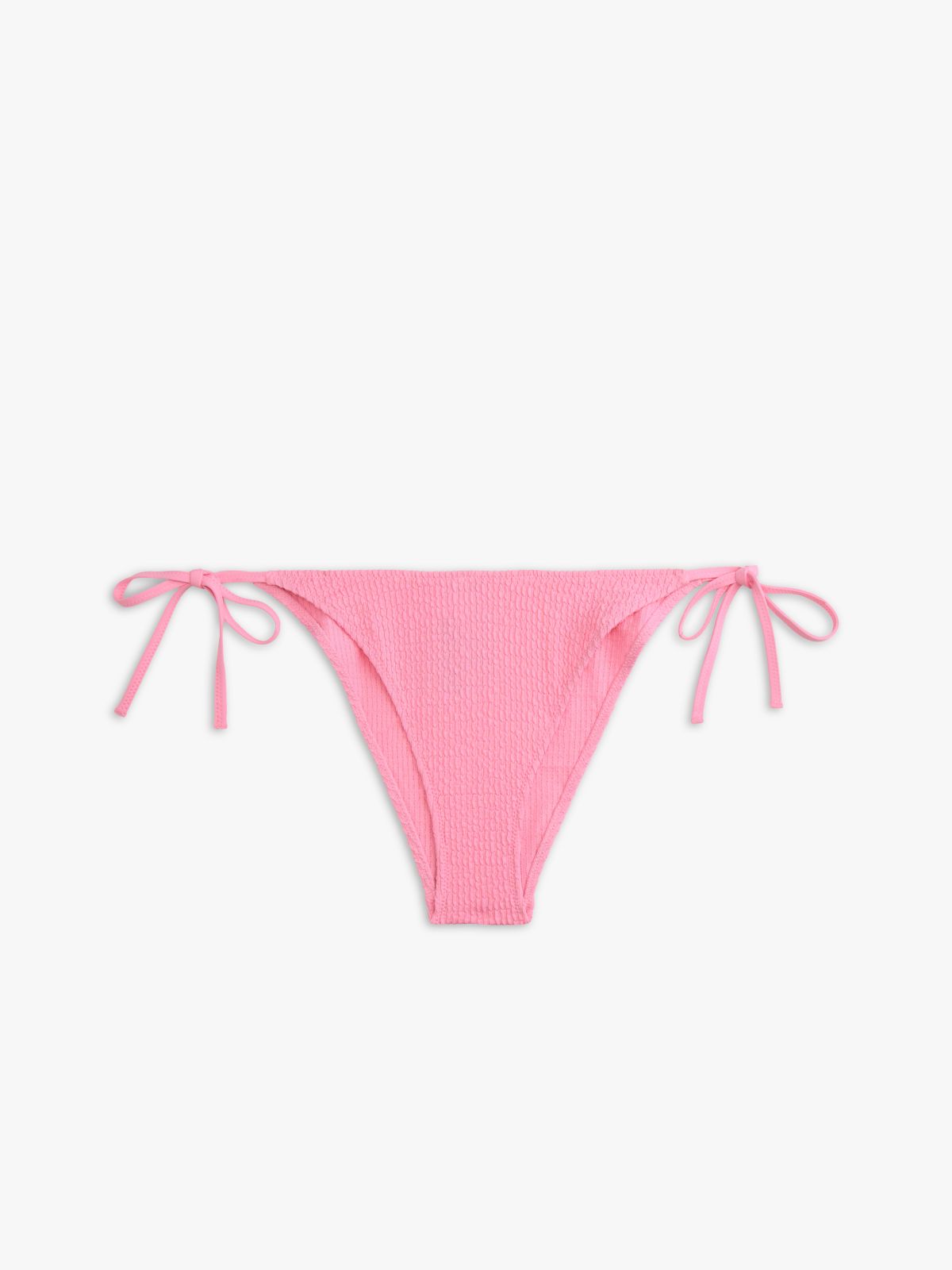 Crinkle Texture Side Tie Bikini Bottoms — Pink