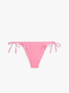 Crinkle Texture Side Tie Bikini Bottoms — Pink 5