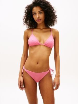 slip bikini effetto stropicciato con laccetti pink da donne tommy hilfiger