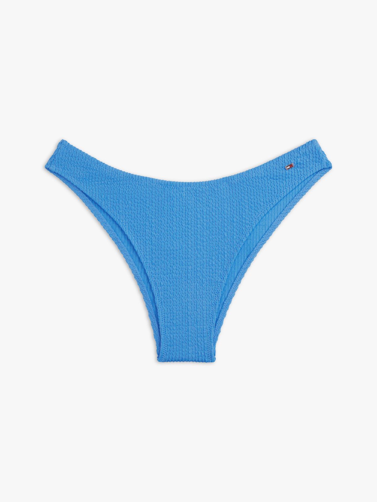 Crinkle Texture High-Cut Cheeky Bikini Bottoms — Blue