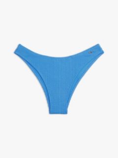 Crinkle Texture High-Cut Cheeky Bikini Bottoms — Blue 5