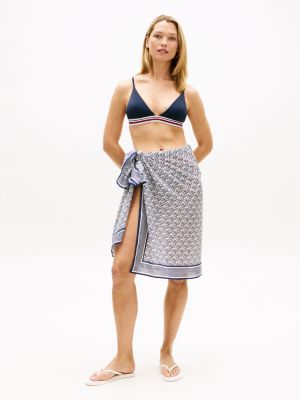 blue logo self-tie pareo for women tommy hilfiger