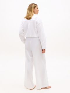 Wide Leg Cover-Up Trousers With Linen — White 4