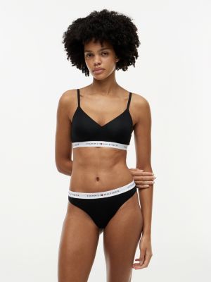 black push-up-bralette mit logos am unterbrustband für damen - tommy hilfiger