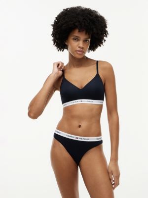 blue push-up-bralette mit logos am unterbrustband für damen - tommy hilfiger