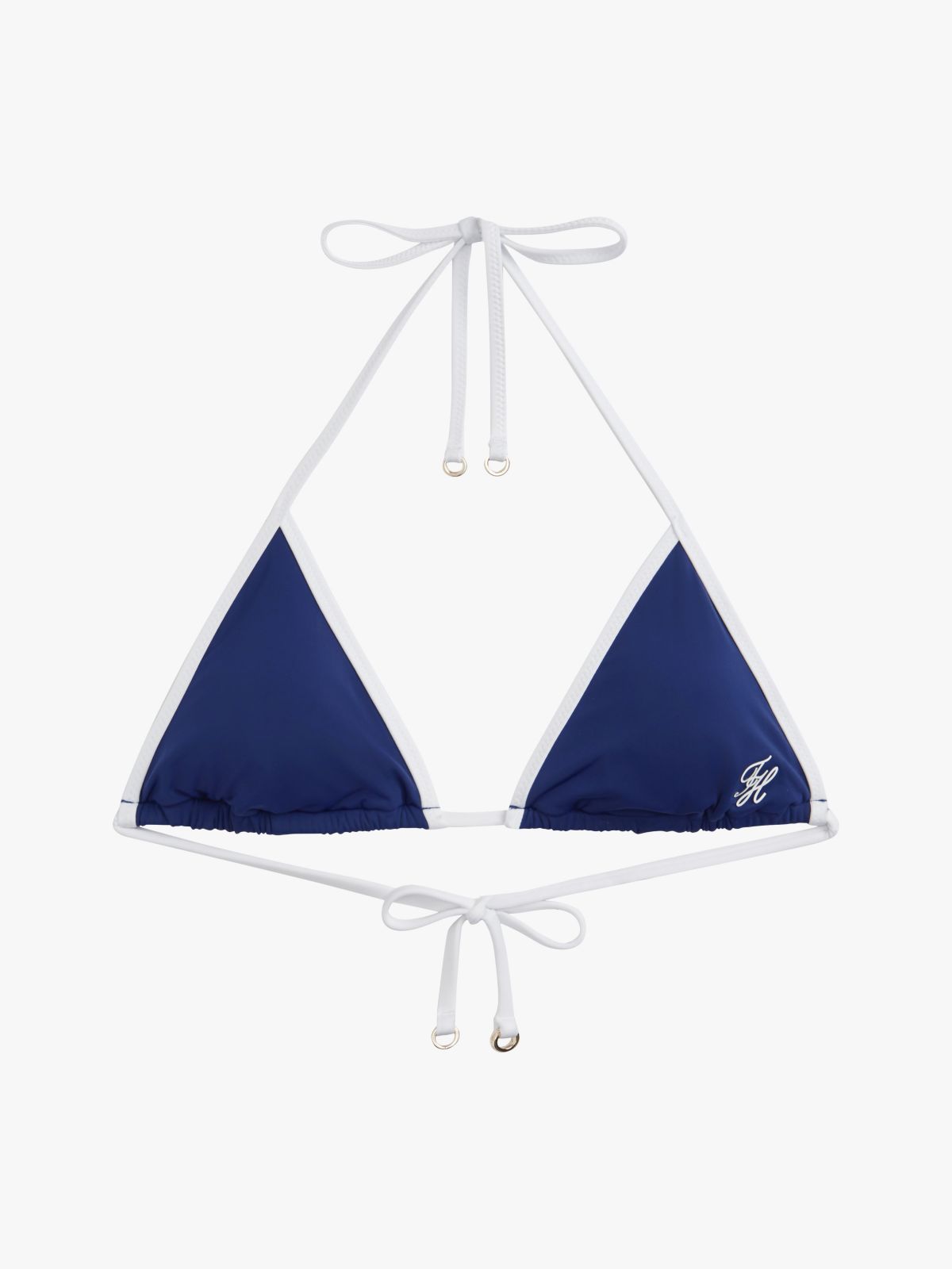 Essential Contrast Trim Triangle Bikini Top — Blue