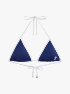 Essential Contrast Trim Triangle Bikini Top — Blue 5