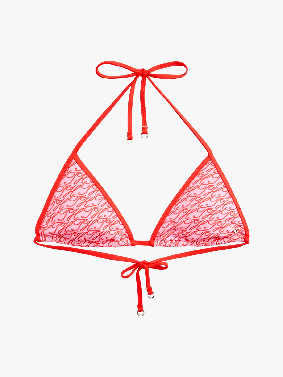 Essential Print Halterneck Triangle Bikini Top — Pink