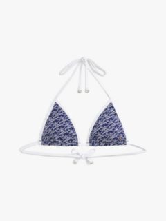 Essential Print Halterneck Triangle Bikini Top — Blue 5