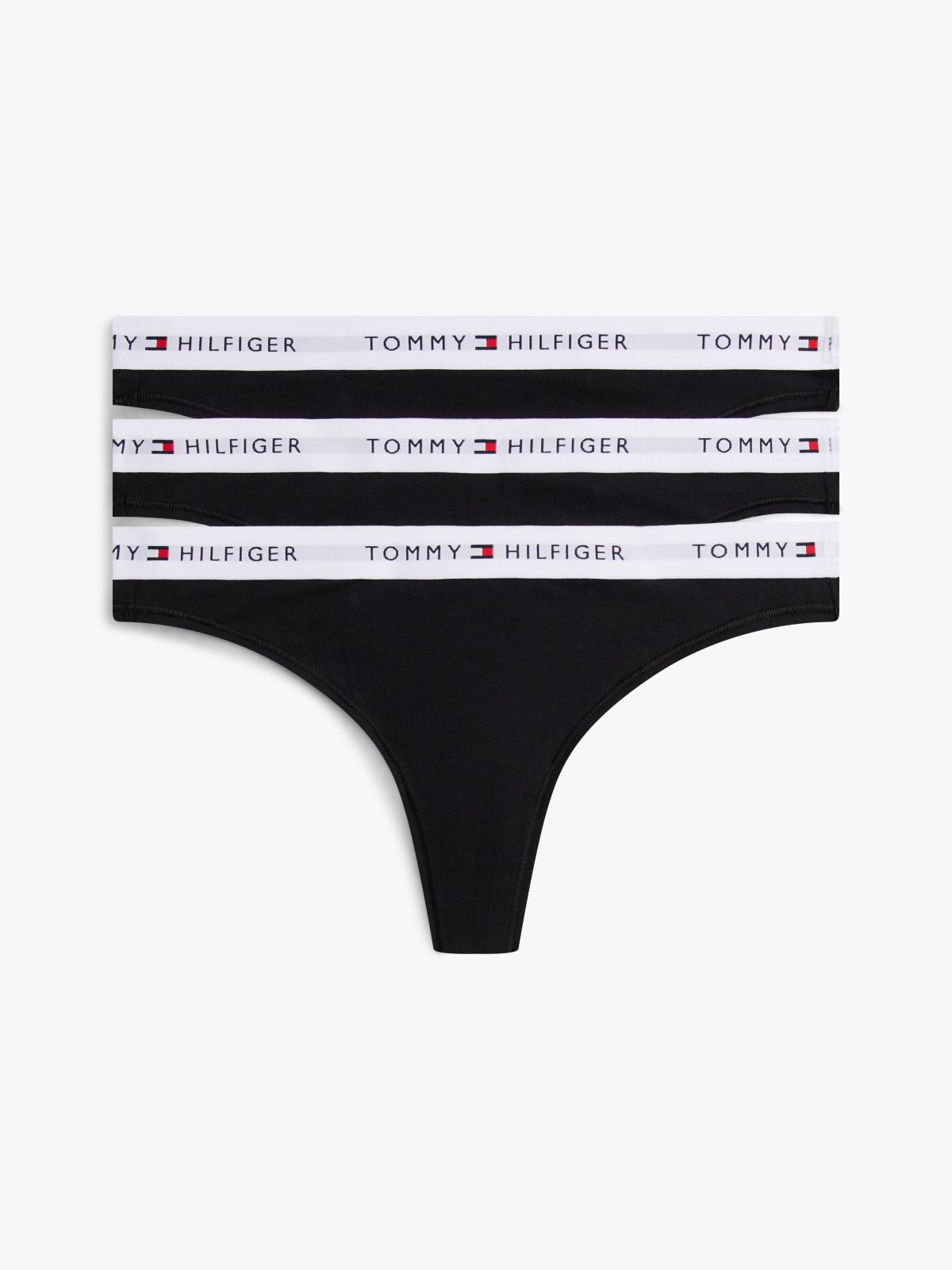 Essential 3-Pack Repeat Logo Waistband Thongs — Black