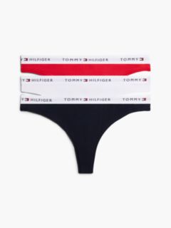 Essential 3-Pack Repeat Logo Waistband Thongs — White 1