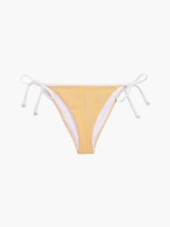 Essential Seersucker Side Tie Bikini Bottoms — White 5