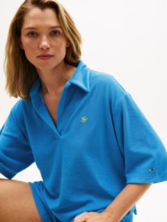 Towelling Cover-Up Short Sleeve Shirt — Blue 2
