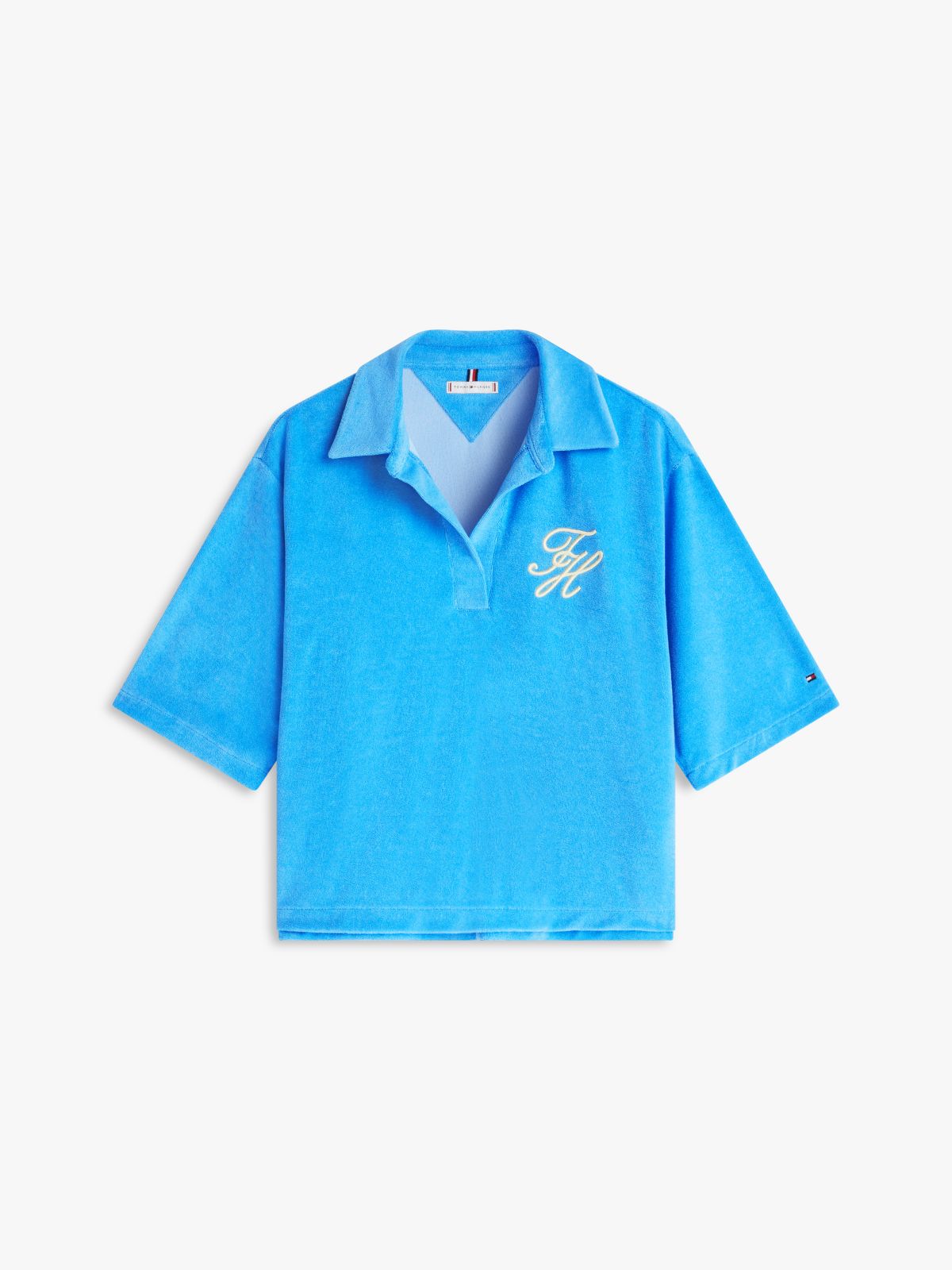Towelling Cover-Up Short Sleeve Shirt — Blue