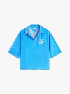 Towelling Cover-Up Short Sleeve Shirt — Blue 5