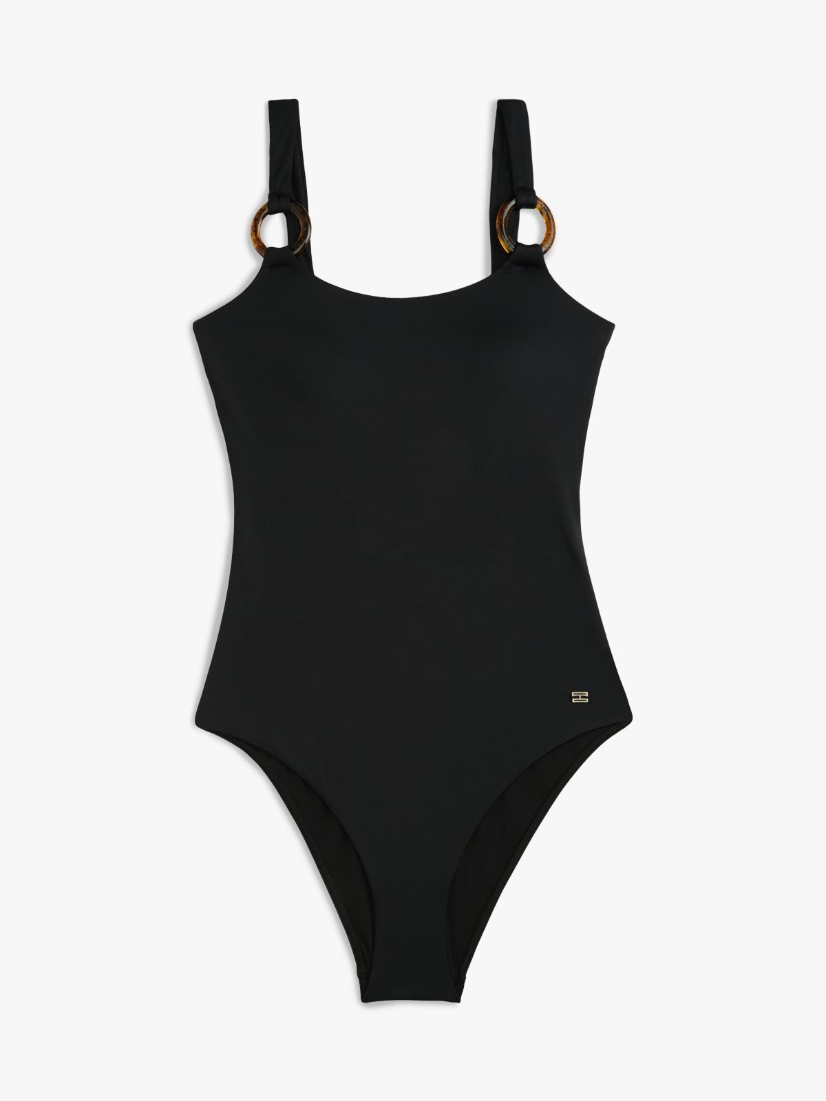Flag Scoop Back Swimsuit — Black