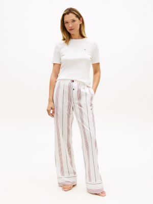 red heritage stripe poplin pyjama bottoms for women tommy hilfiger