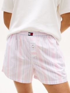 Heritage Stripe Poplin Pyjama Shorts — Pink 3