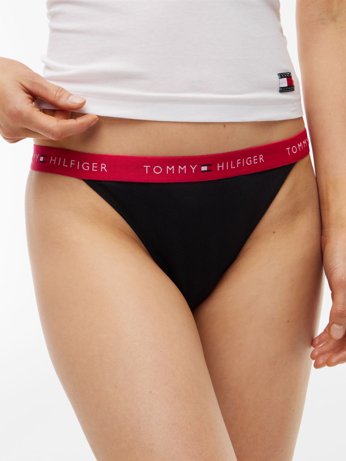 3-Pack Essential Logo Contrast Waistband Tanga Thongs — White