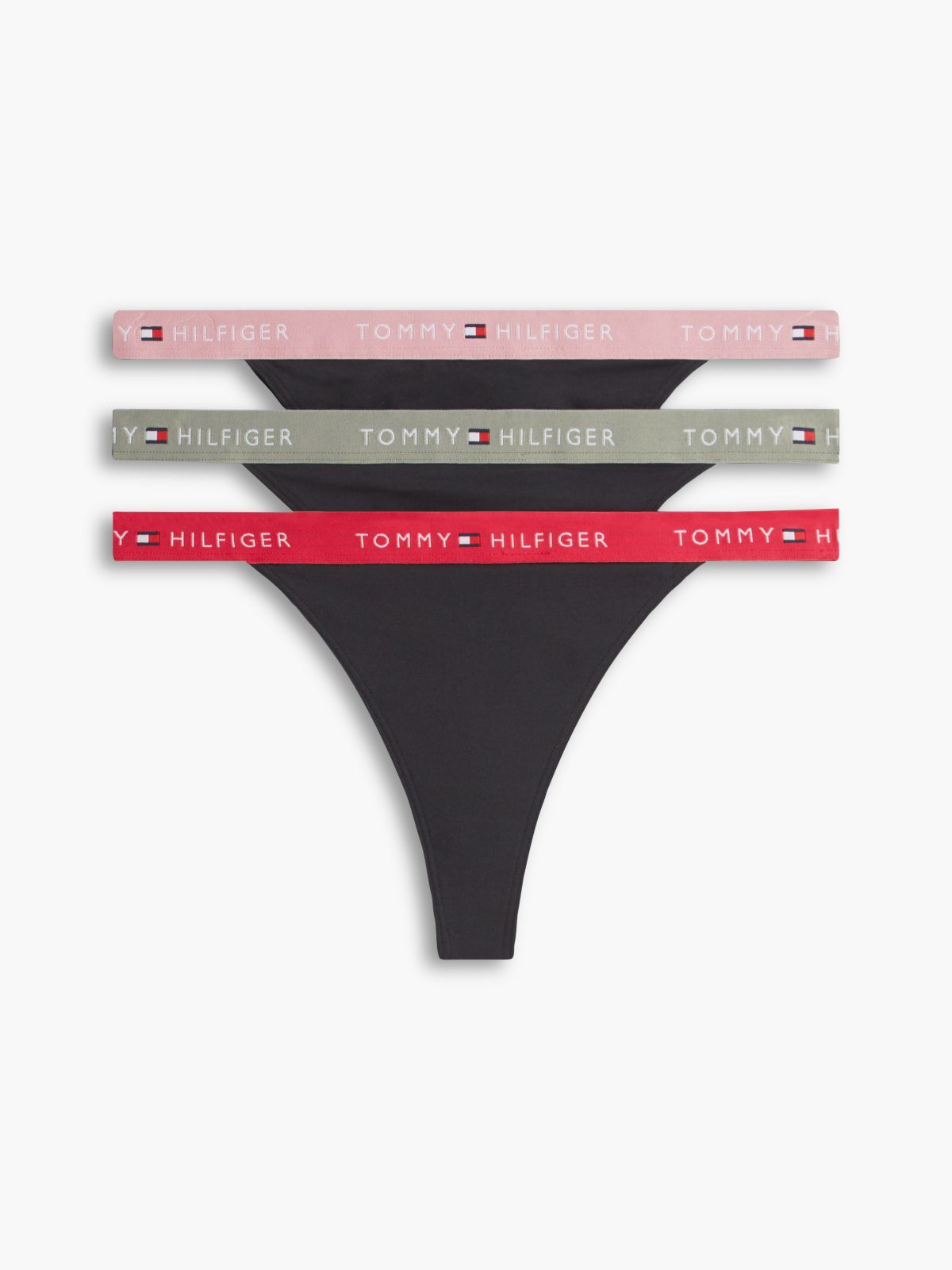 3-Pack Essential Logo Contrast Waistband Tanga Thongs — White