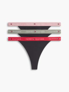 3-Pack Essential Logo Contrast Waistband Tanga Thongs — White 1